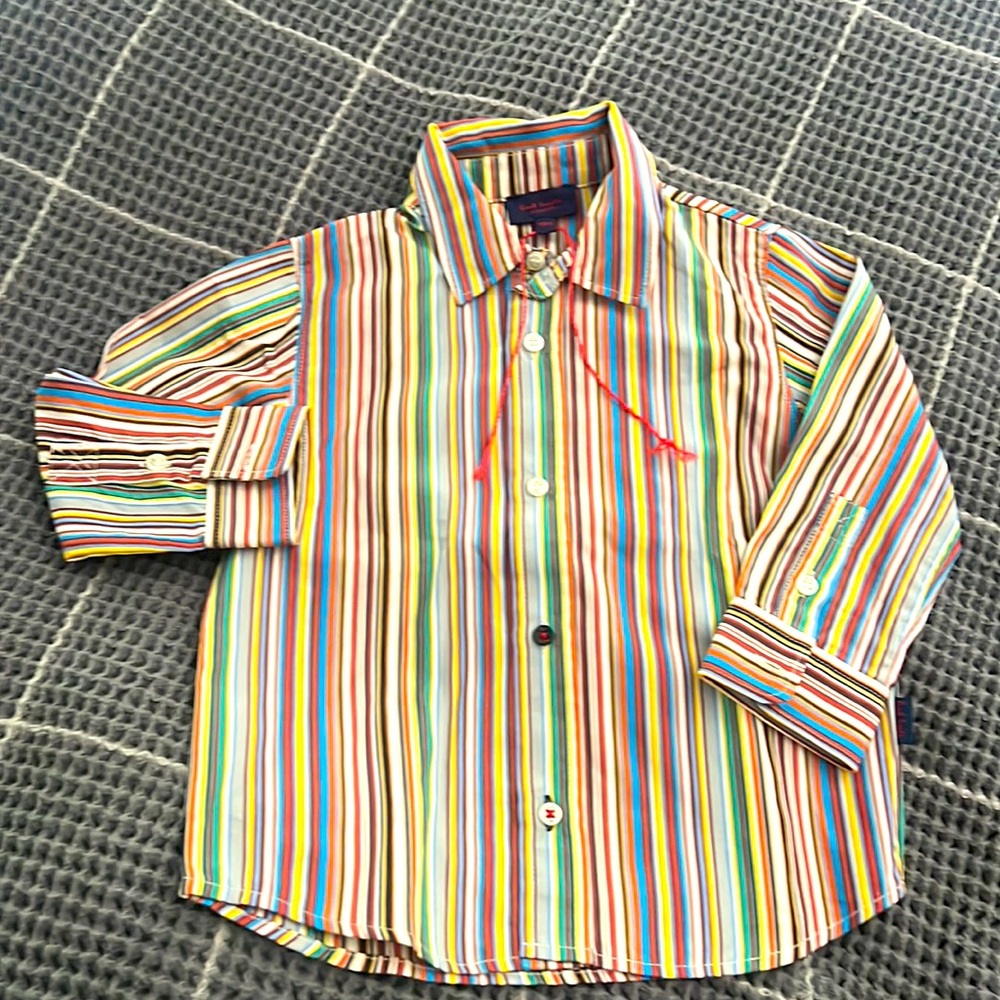 Paul Smith 18 Months cotton unisex collared striped shirt